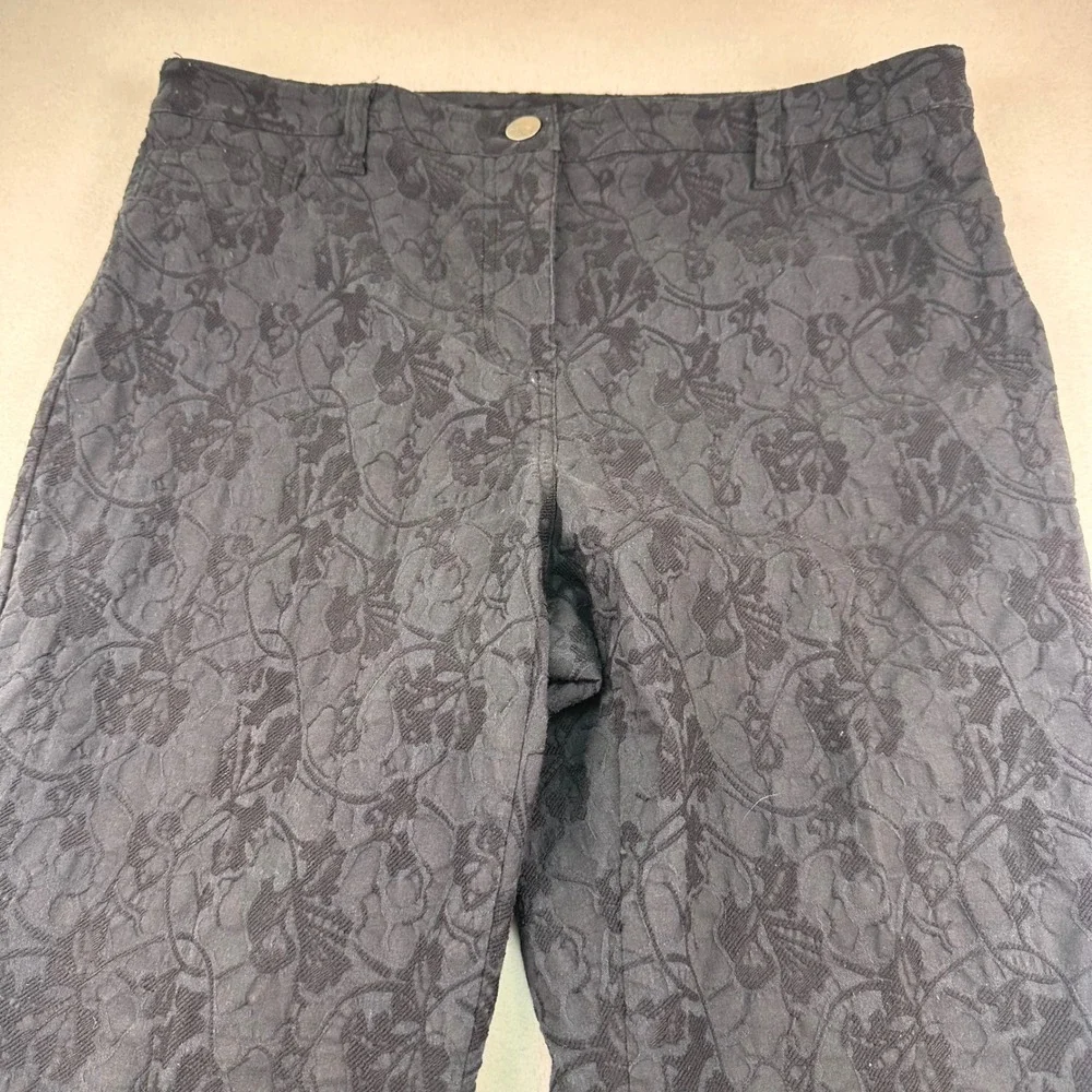 Style & Co Black Floral Jacquard Straight Leg Pants Size 8 Stretch Whimsigoth